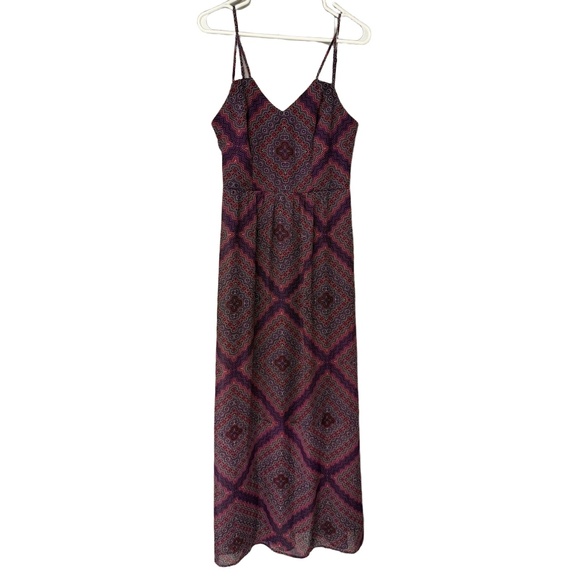 Bisou Bisou Dresses & Skirts - Bisou Bisou‎ Womens Size 8 Geometric Print Maxi Dress V-Neck Boho Flowy